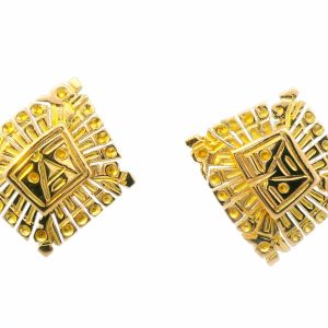 Par De Aros Modernos Oro 18k Diseño Peruano