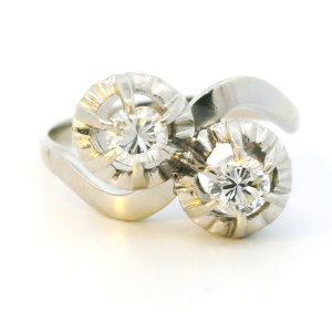 Anillo Tu Y Yo Antiguo Platino 950 Brillantes 0,50 Ct