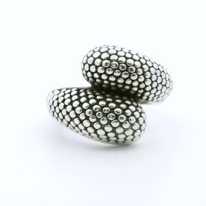 Anillo Moderno Diseño Plata 925 Inflada Cruzado