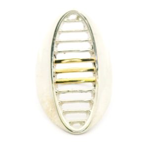 Anillo Marquiz Moderno Plata 925 Maciza Y Oro 18k Rayado