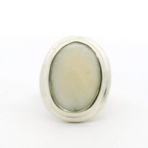 Anillo Moderno Nacar Oval Plata 925 Maciza