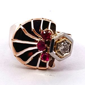 Anillo Chevallier Oro 18k Macizo Brillantes Rubies