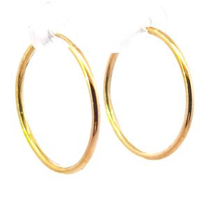 Par De Aros Argollas Oro 18k Modernas 22 Mm