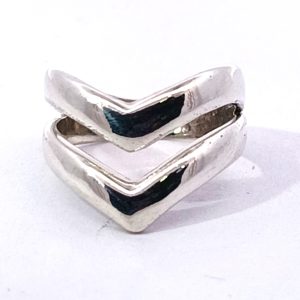 Anillo Diseño Moderno Plata 925 Doble V Macizo