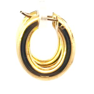 Par De Aros Argollas Ovales Oro 18k Macizo