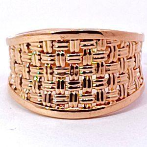 Anillo Moderno Oro Rojo 18k Macizo Tejido
