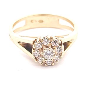 Anillo Roseta Moderna Oro 18k Brillantes 0,60 Ct