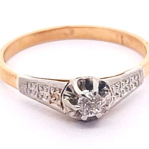 Anillo Solitario De Compromiso Oro 18k Platino 950 Brillante