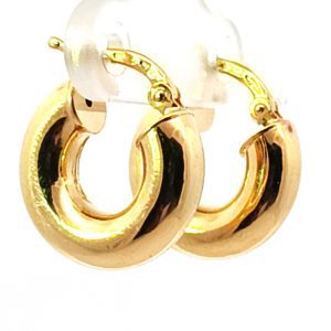 Par De Aros Argollas Modernas Oro 18k Macizas 15 Mm