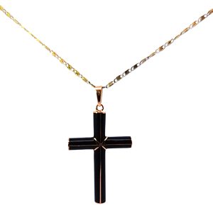 Dije Moderno Cruz Esmaltada Oro 18k Macizo