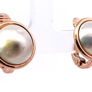 Par De Aros Clip Europeos Oro 18k Macizo Media Perla