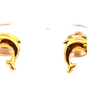 Par De Aros Modernos Oro 18k Delfines