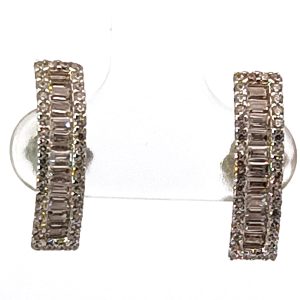 Par De Aros Modernos Plata 925 Baguettes Cubic