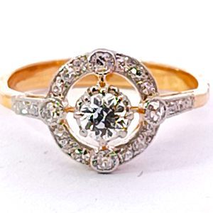 Anillo Antiguo Art Noveau Oro 18k Platino 950 Brillantes