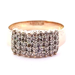 Anillo Antiguo Pave Oro 14k Brillantes Autenticos 0,50 Ct