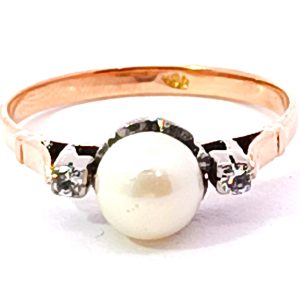 Anillo Perla Oro 18k Platino 950 Brillantes