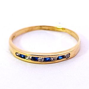 Anillo Moderno Medio Sinfin Oro 18k Zafiros Azules Y Blancos