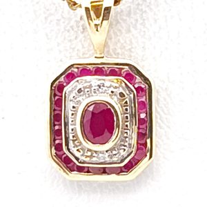 Dije Moderno Oro 18k Rubies Y Brillantes