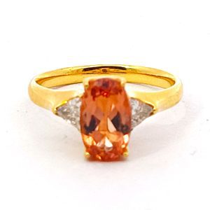 Anillo H. Stern Oro 18k Topacio Brillantes Triangulos