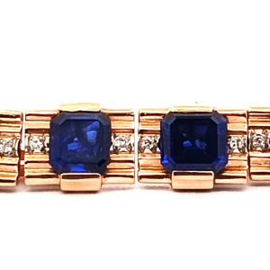 Gemelos Art Deco Oro 18k Zafiros Azules Y Brillantes