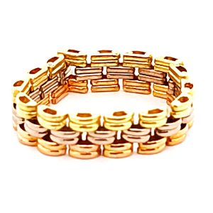 Anillo Moderno Oro 18k 3 Colores 3 Lineas