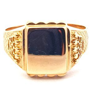 Anillo Sello Oro 18k Trabajado Coronas