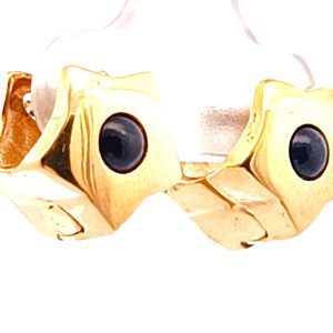 Par De Aros Modernos Oro 18k Estrellas Zafiros Cabullon