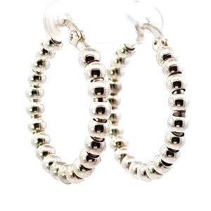Par De Aros Argollas Modernas Plata 925 Bolitas 28 Mm