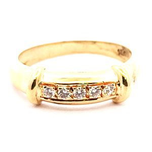 Anillo Moderno Medio Sinfin Oro 18k Zafiros Blancos