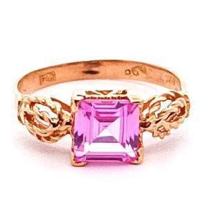 Anillo Europeo Oro 18k Rosa De Francia Talla Esmeralda