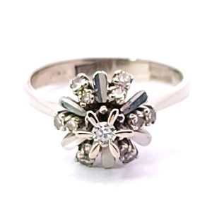 Roseta Antigua Oro Blanco 18k Brillantes 0,25 Cts