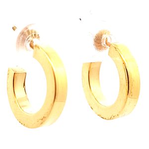 Par De Aros Argollas Planas Oro 18k 15mm