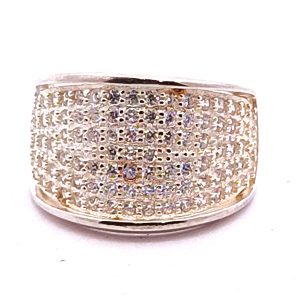 Anillo Moderno Diseño Pave Plata 925 Cubics