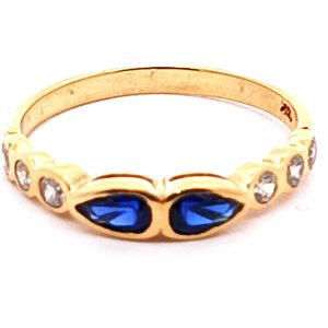 Anillo Moderno Oro 18k Zafiros Gota