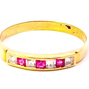 Anillo Medio Sinfin Moderno Oro 18k Rubies Y Cubic Carre
