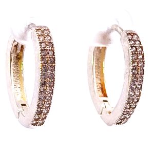 Par De Aros Argollas Ovales Con Pave De Cubic Plata 925