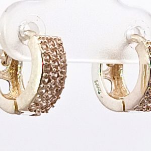 Par De Aros Argollas Pave Cubic Plata 925 11mm