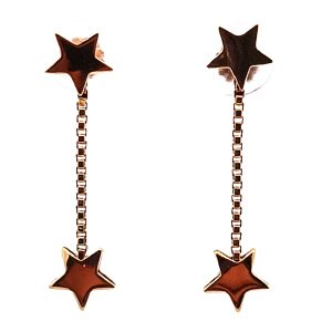 Par De Aros Pendientes Estrellas Oro 18k