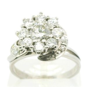 Anillo Roseta Antigua Platino Brillantes Extra Puros 1,50 Ct