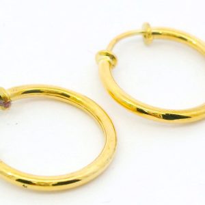 Par De Aros Argollas Oro 18k 15 Mm Diametro