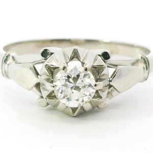 Anillo Solitario Antiguo Platino 950 0,45 Ct Compromiso