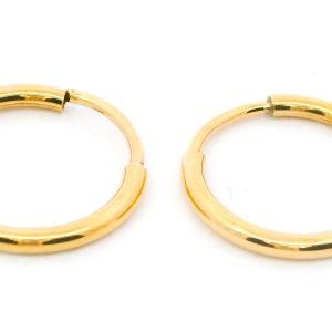 Par De Aros Argollas Criollas Oro 18k 14 Mm