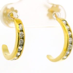 Par De Aros Media Argolla Oro 18k Cubic
