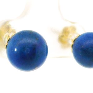 Par De Aros Bolas Lapiz Lazuli Oro 18k 7 Mm