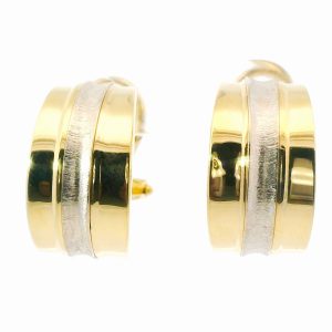 Par De Aros Modernos Media argollas Oro 18k Amarillo Y Blanco