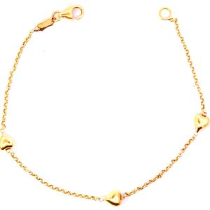 Pulsera Moderna 3 Corazones Oro 18k Maciza