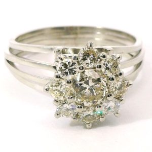Roseta Gran Tamaño Platino 950 Brillantes Naturales 1,85 Ct