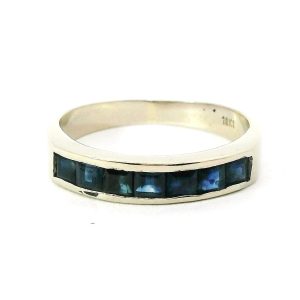 Anillo Medio Sinfin Oro 18k Zafiros Azules Carre