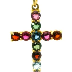 Cruz Moderna Multigem Oro 18k