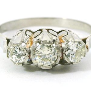 Anillo Antiguo Tricillo Platino 950 Brillantes 0,65 Ct